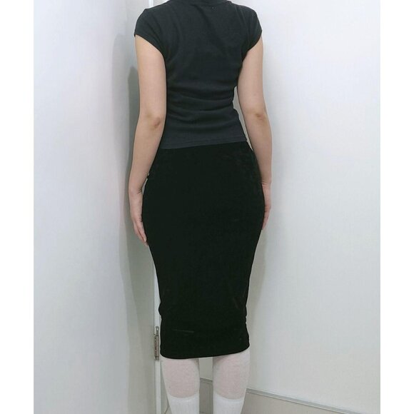 Velvet Black Midi Pencil Skirt - Picture 3 of 5